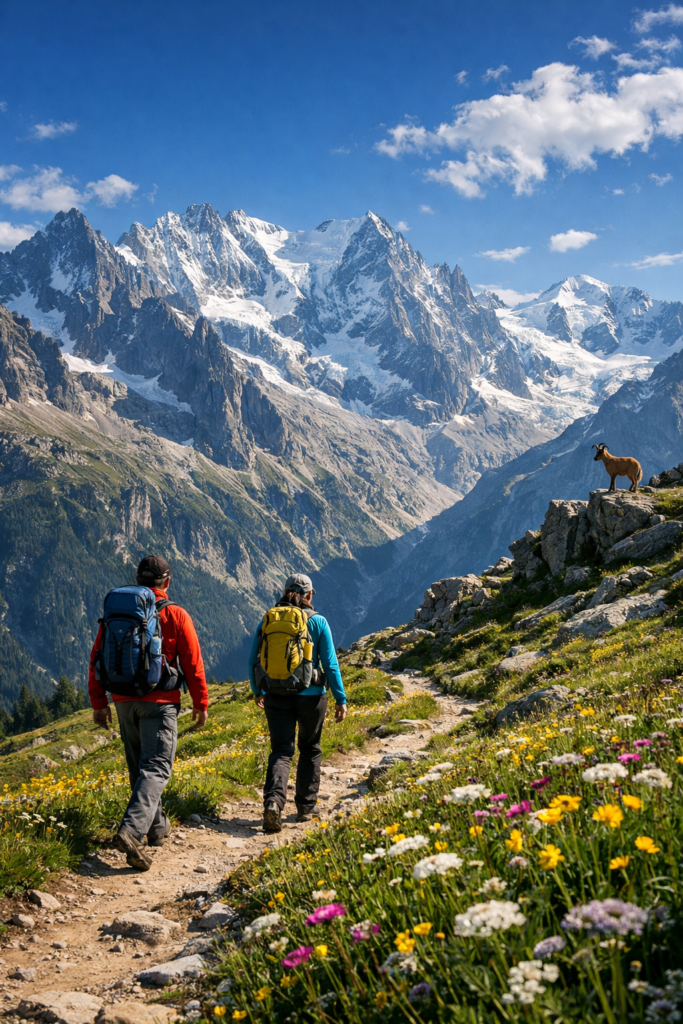 Hikers exploring dramatic Alpine peaks in Gran Paradiso National Park Italy